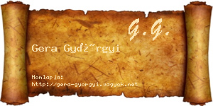 Gera Györgyi névjegykártya